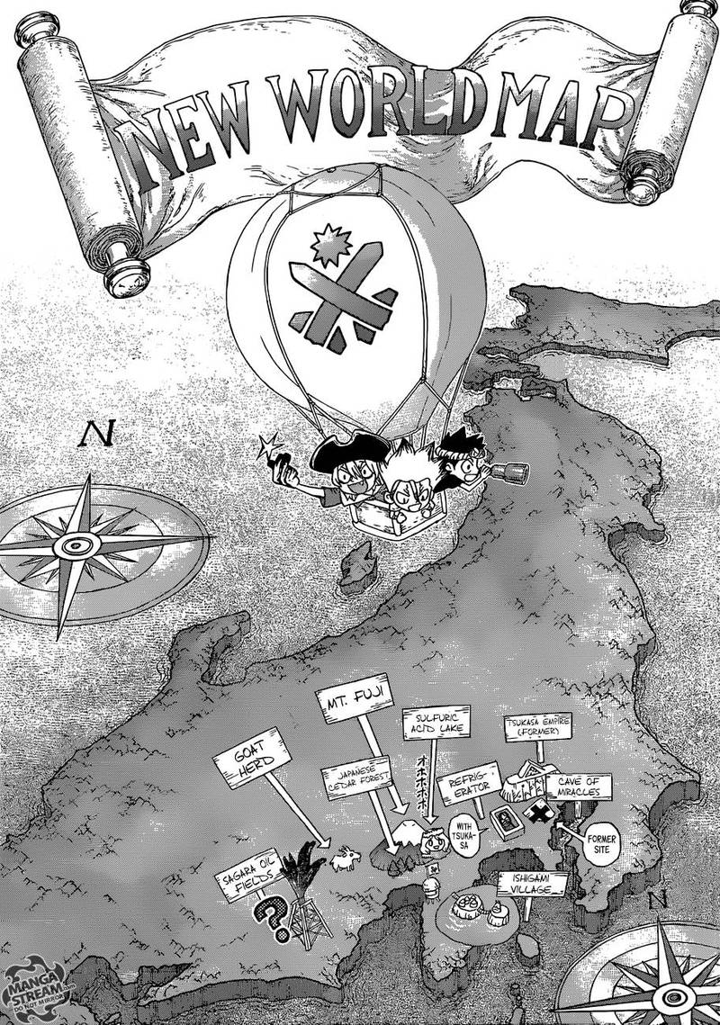 Dr. Stone Manga Chapter 90 page 10 - New World Map scene