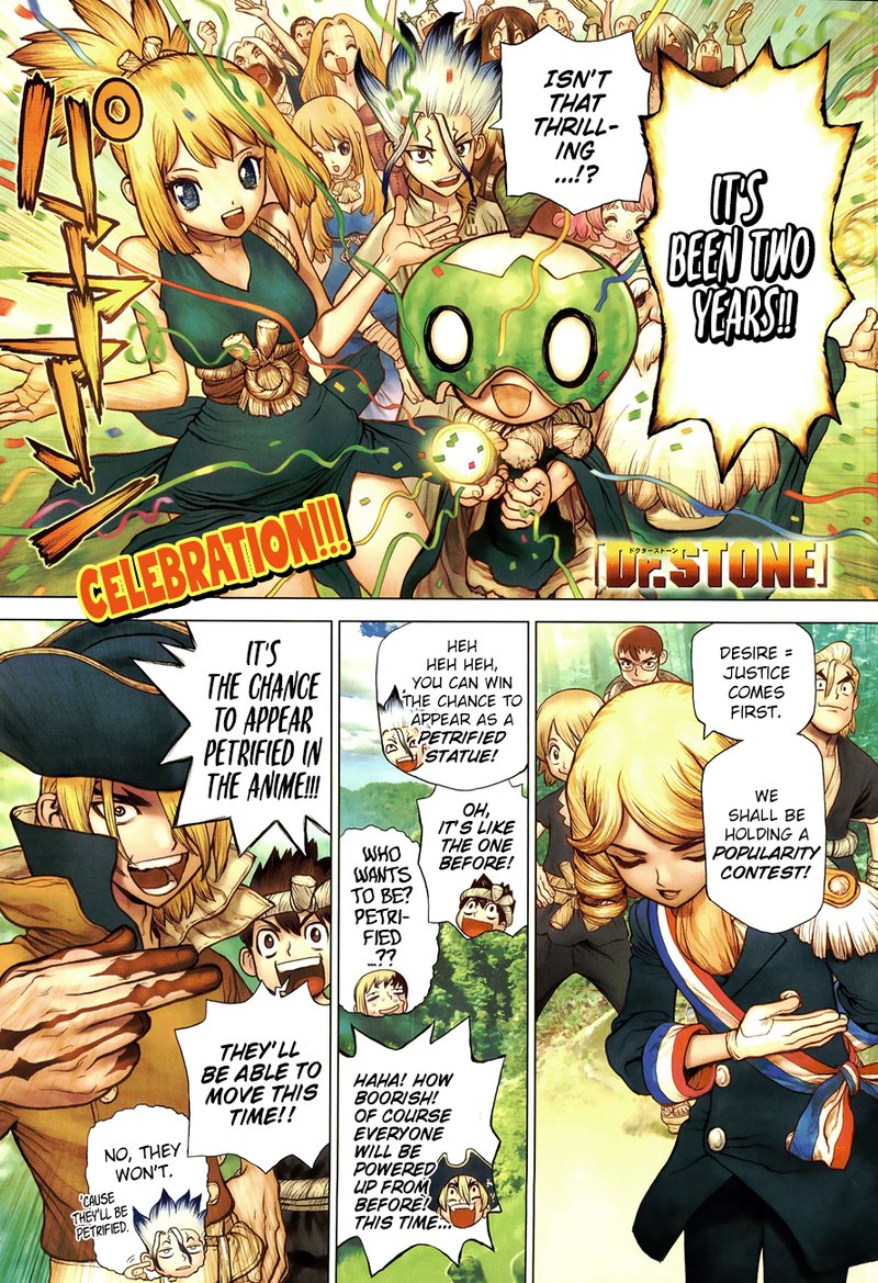 Dr. Stone Manga Chapter 95 page 2 - First Contact scene